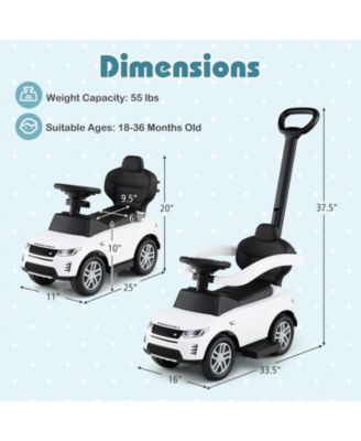 3 In 1 Land Rover Ride On Push Car For Kids With Handle Storage And Canopy