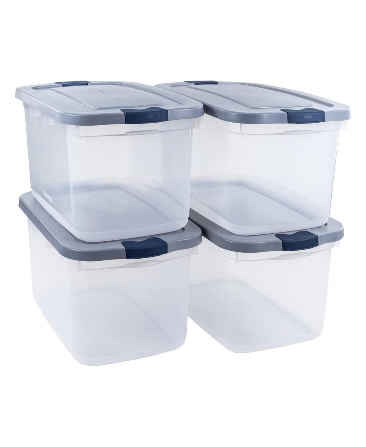 Rubbermaid 4 Pack Roughneck Clear Storage Containers, Stackable Totes, 66 Quart