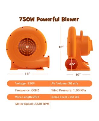 750W Air Blower (1.0HP) for Inflatables with 25 feet Wire and GFCI Plug