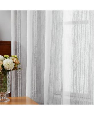 Tufted Stripe Light Filtering Back Tab Curtains Pair, 52"Wx 96"L