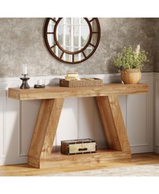 55" Farmhouse Console Table with Storage – Rustic Sofa Table