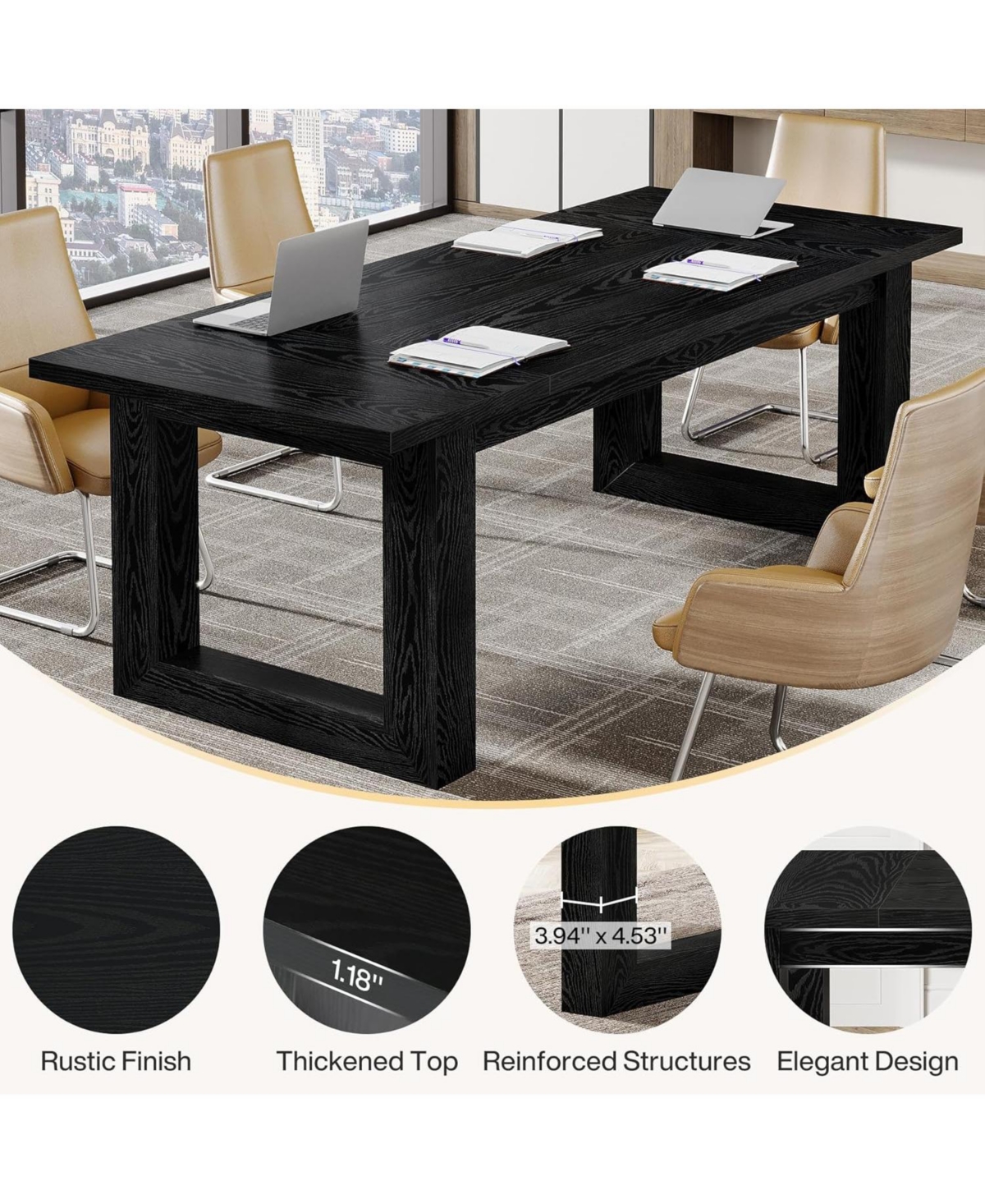 Tribesigns 2 Pcs Engineered Wood Modern Office Meeting Table