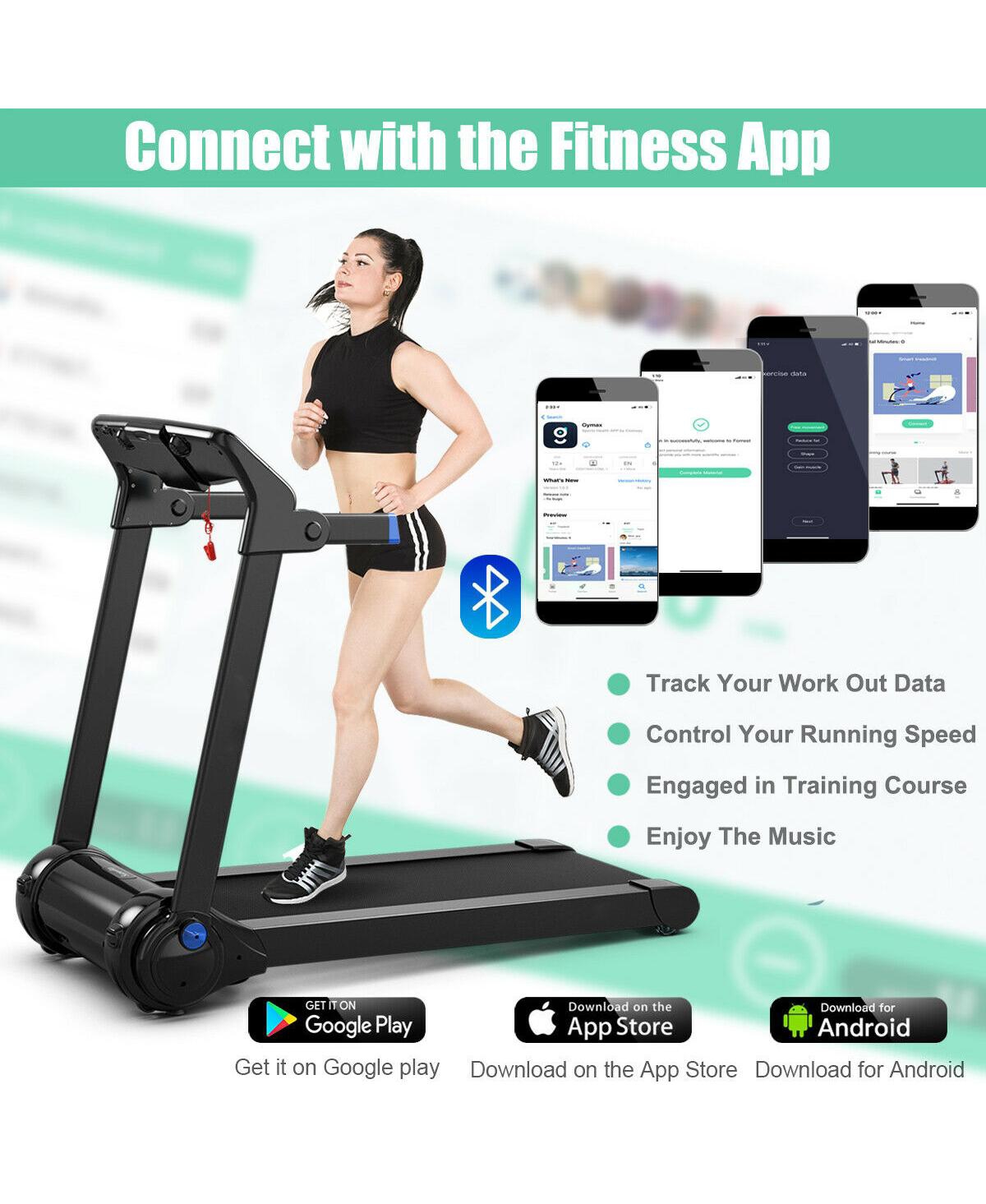 Skonyon 3HP Electric Folding Treadmill with Bluetooth Speaker