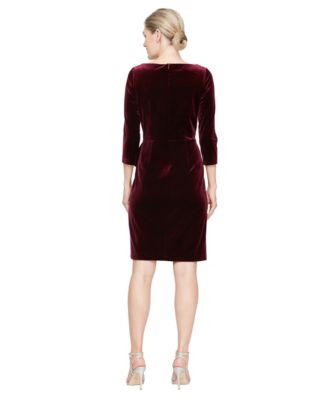 Women's Velvet 3/4-Sleeve Sheath Dress