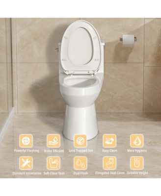 Ceramic One Piece Elongated Skirted Bathroom Fixture with Comfortable Seat Height and Soft-Closing Seat&Lid