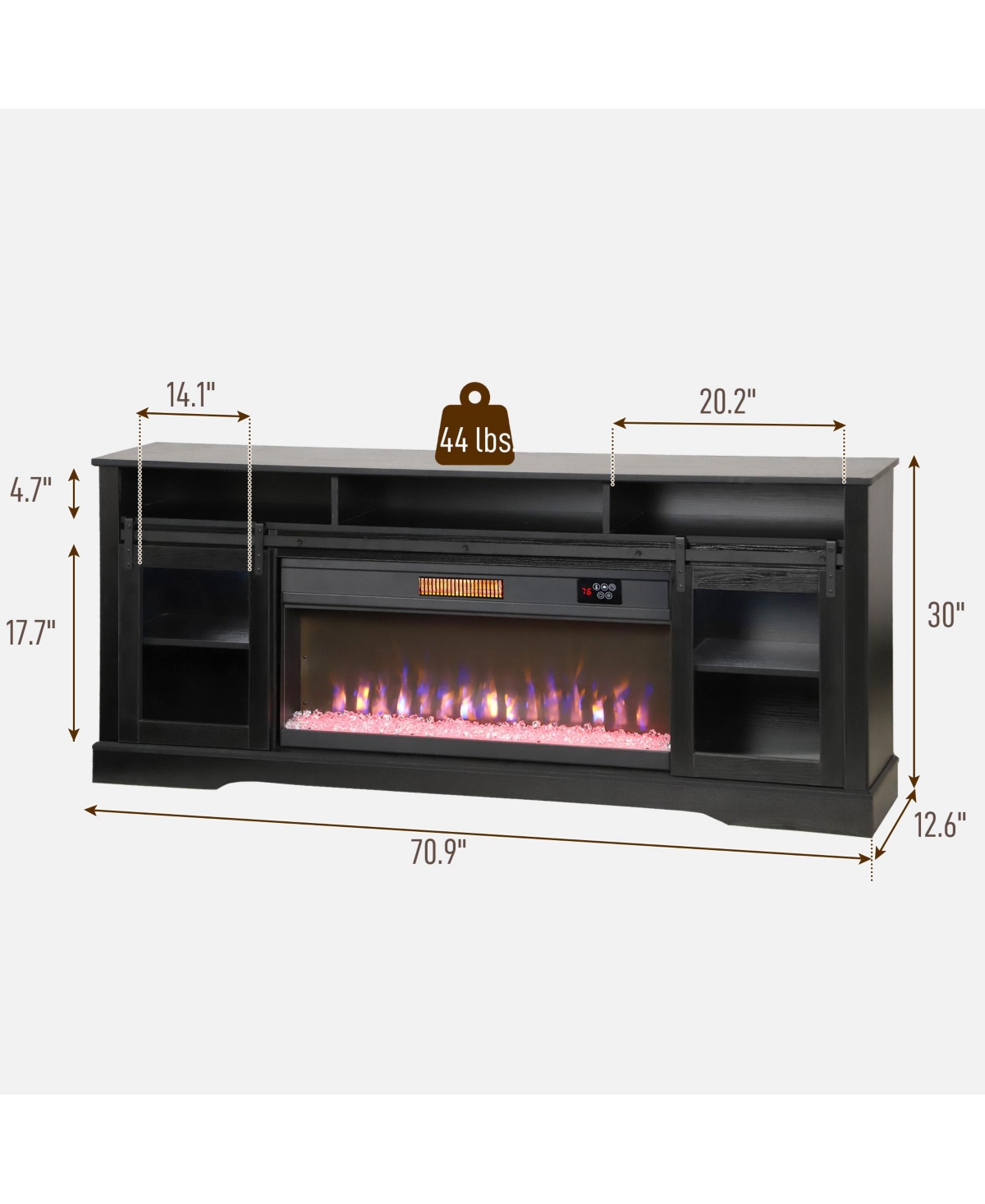 Homcom Modern Electric Fireplace Tv Sd for TVs Up to 80 Inches,