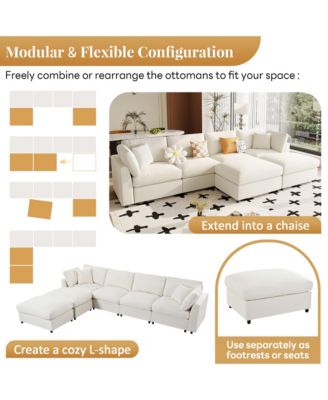 Modern Large U-Shape Sectional Sofa, 2 Large Chaise with Removable Ottomans for Living Room