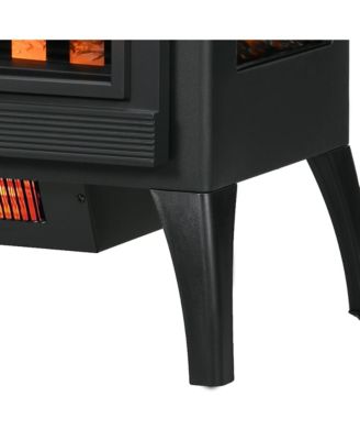 24" Electric Fireplace Stove with Realistic Flame, 1000W/1500W
