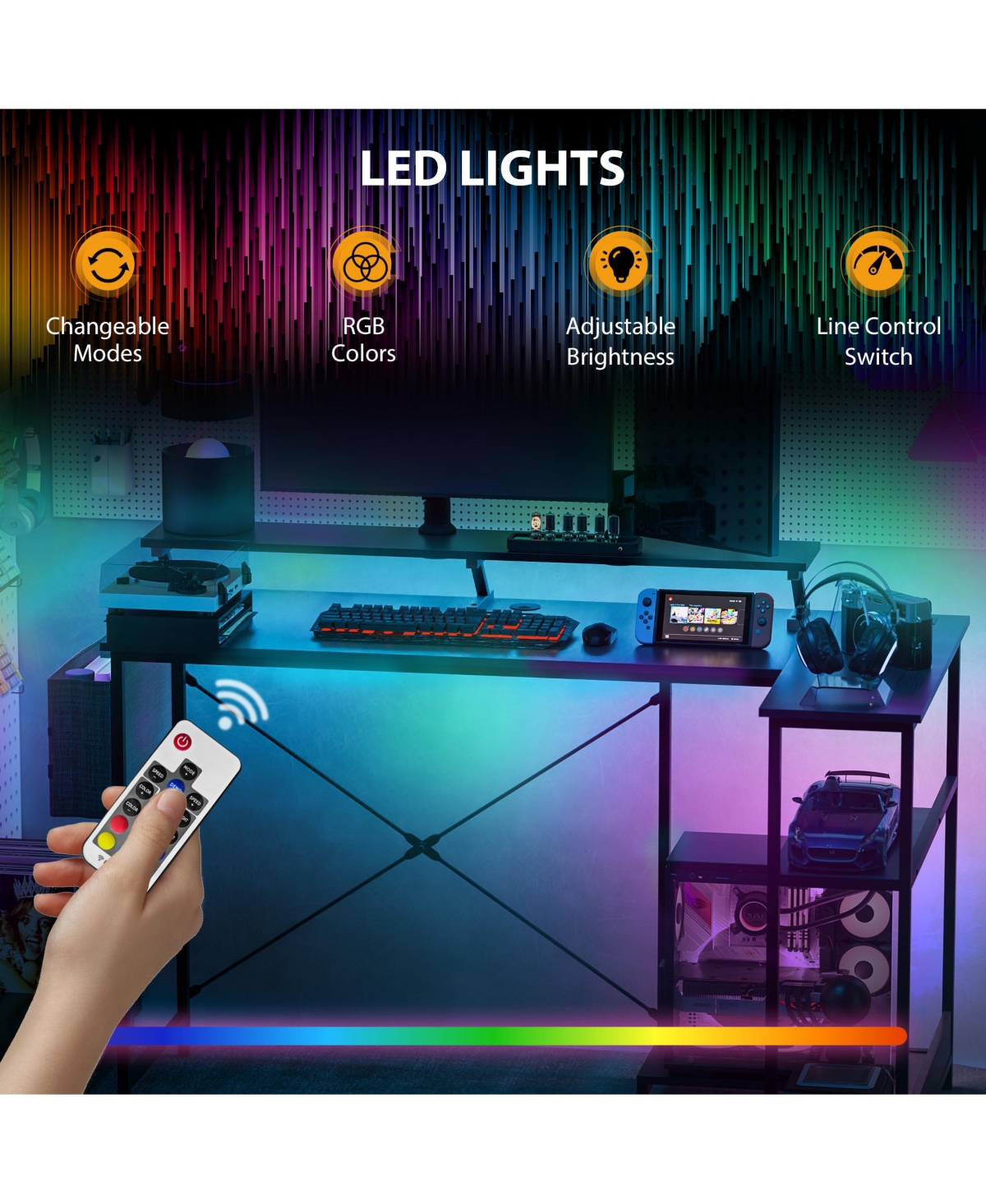 Homcom 58" Reversible L Shaped Desk, Corner Computer