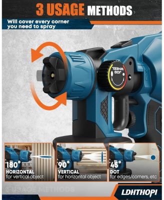 Cordless Paint Sprayer 1000W with 2x4000mAh Batteries, 1200ml Container, 5 Copper Nozzles, HVLP Technology for Home and Furniture Painting