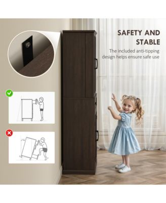 Farmhouse Kitchen Pantry Cabinet with Light, Storage Cabinet