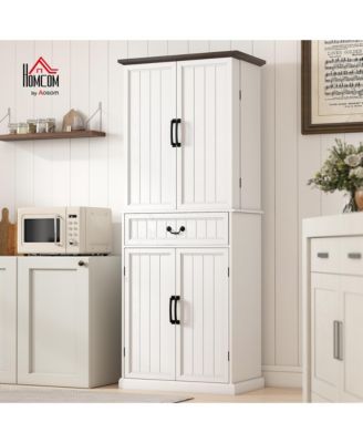 Farmhouse Kitchen Pantry Cabinet with Light, Storage Cabinet