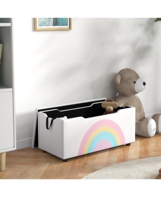 Kids Toy Box Chest, Lightweight Toy Organizer with Storage, Top Lid, and Side Handles for Nursery Room, Playroom, Bedroom, Aged 3-8 Years Old, 29.5" x 14.5" x 15", White