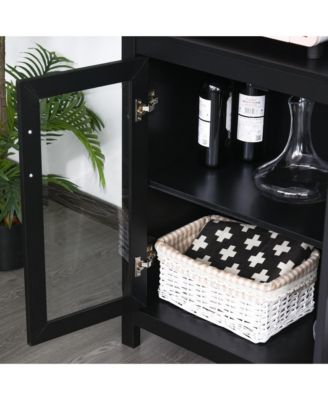 71" Freesding Bookshelf Storage Cabinet Hutch w/ Glass Doors,