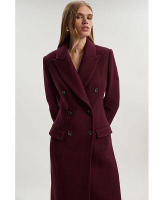 Women's Wool Double Breasted Tailored Midi Coat