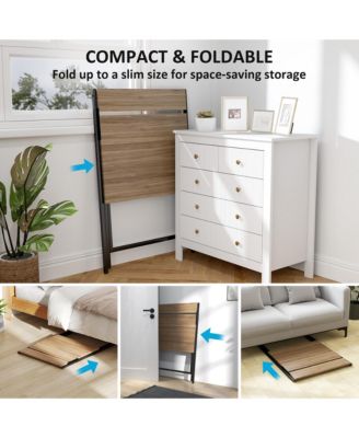 HOMCOM Small Folding Desk Foldable Computer Desk with Monitor Shelf