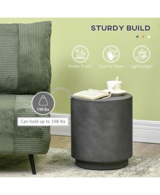 Accent Table with Concrete Finish, Round Side Table, Dark