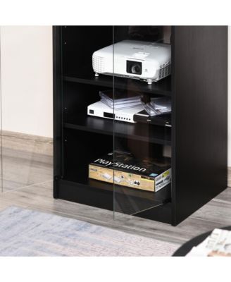 5-Tier Media Sd Cabinet w/3-Level Adjustable Shelves & Tempe Glass
