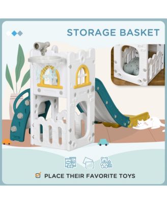 5 in 1 Toddler Slide with Basketball Hoop for 1-3 Years Olds,