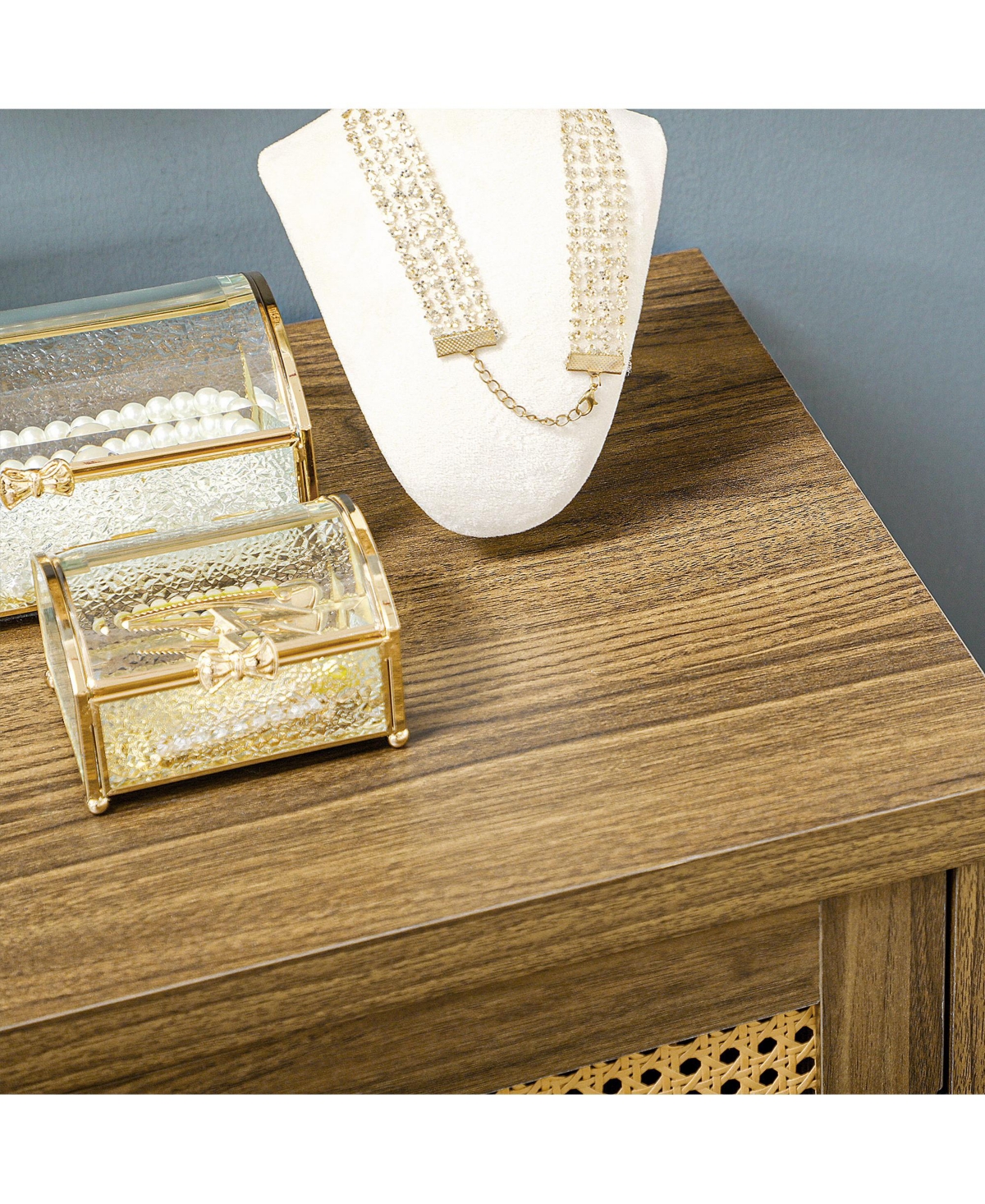 Homcom Sideboard Buffet Cabinet with Rattan Doors, Brown