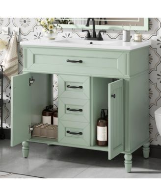 Freestanding Bathroom Vanity with Sink 2 Drawers and Soft Close Doors