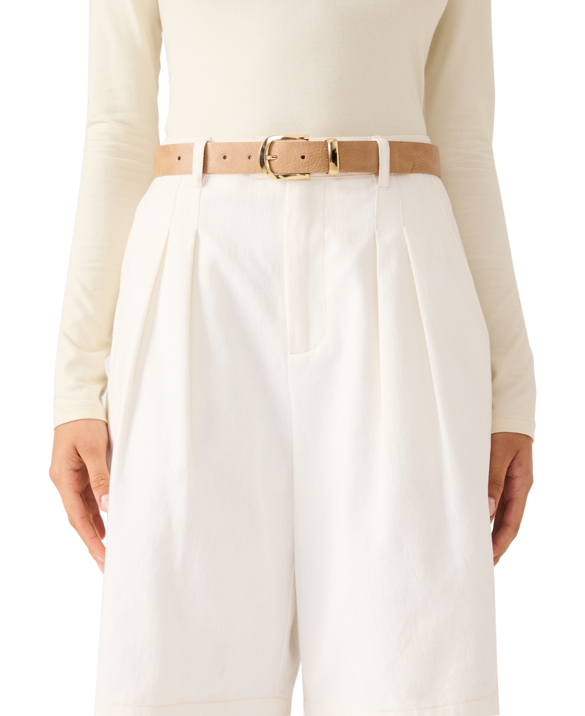 Steve Madden Women's Square and Wave Keeper Buckle 2-Pc Textured Belt