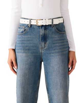 Women's Grain and Double Keeper Buckle 2-Pc Wide Belt