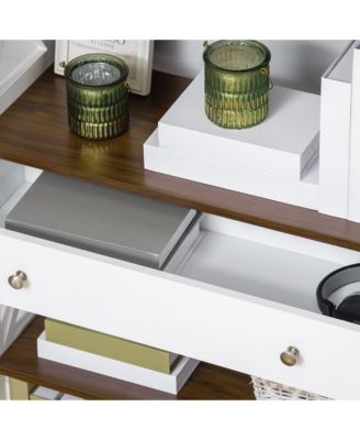 4-Tier Shelving Bookcase Storage Cupboard with Pull Out Drawer,