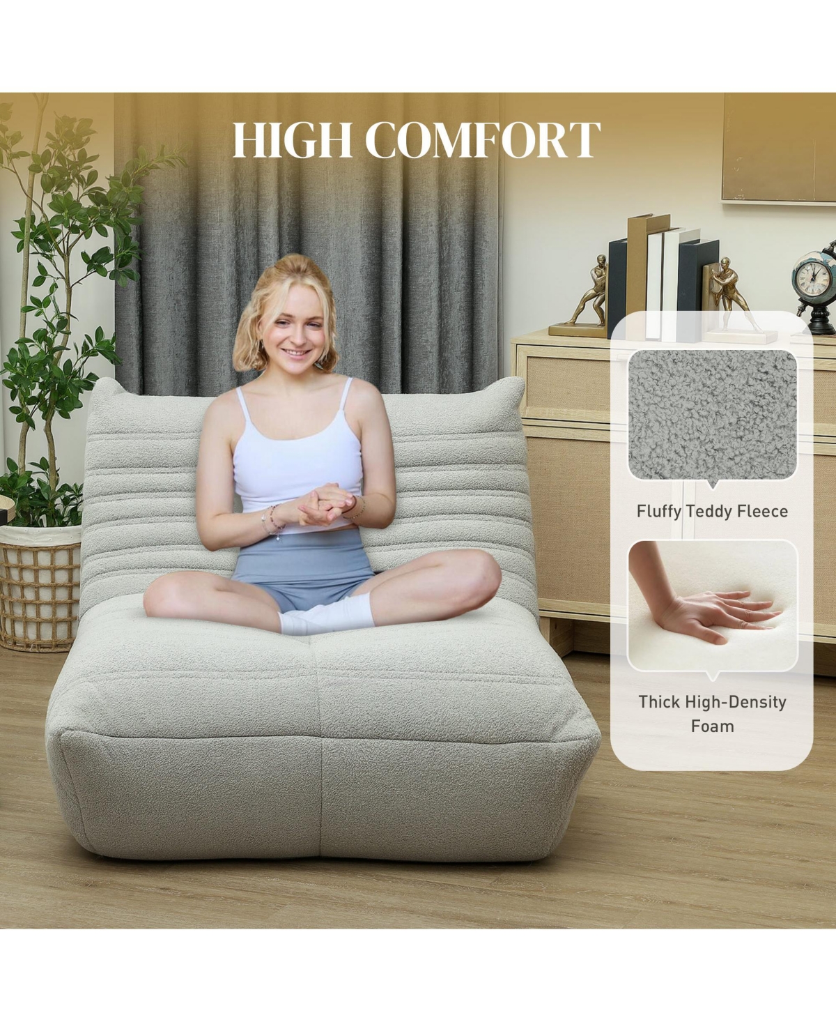 Homcom Bean Bag Chair for Adults, Giant Fireside Chair,