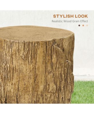 Tree Stump Stool, Concrete Side Table with Wood Grain Finish