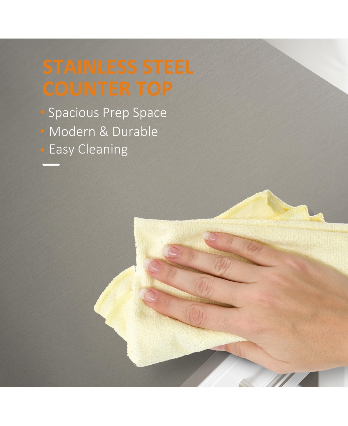 Homcom Stainless Steel Top Kitchen Island Utility Serving Storage Cart on Wheels White