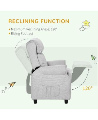 Kids Soft Sofa, Reclining Lounger Armchair w/ Footrest Storage Side Pockets