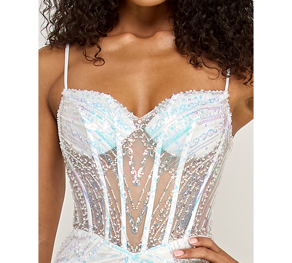 B Darlin Juniors' Sequin Detail Back Zipper Long Dress