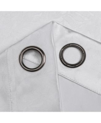 Set of 2 Leeds Floral Leaves Embossed Light Filtering Grommet Top Window Curtain Panels