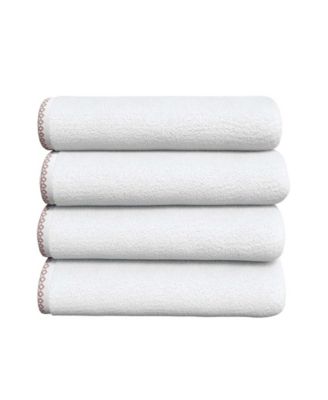 Quick-Dry Cotton Decorative Border 4 Pack Bath Towel Set