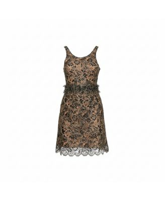 Black & Gold Lace Sleeveless Mini Dress