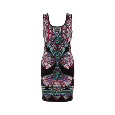 Women's Multicolor Lurex Jacquard Knit Sleeveless Dress