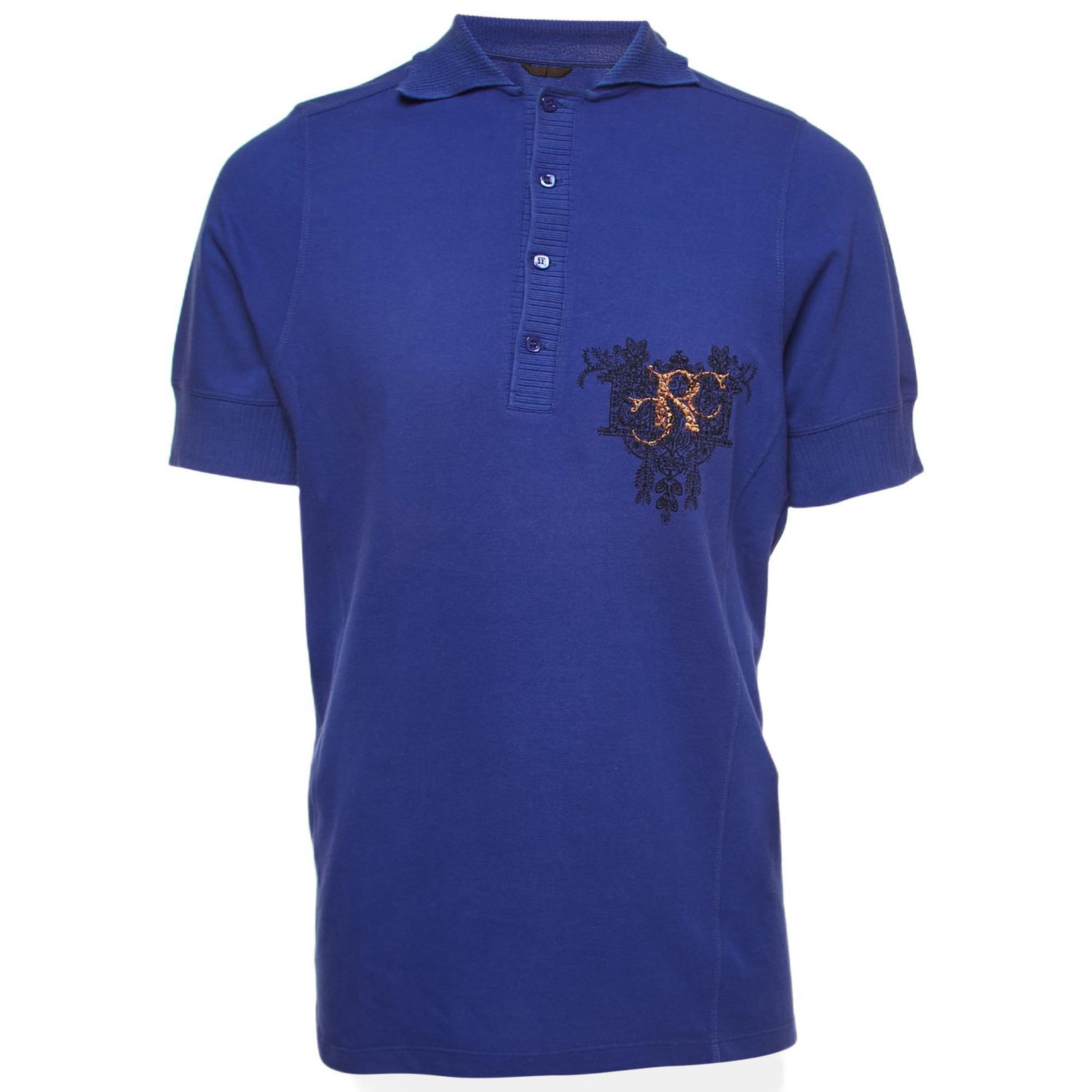Men's Purple Logo Embroidered Cotton Polo T-Shirt