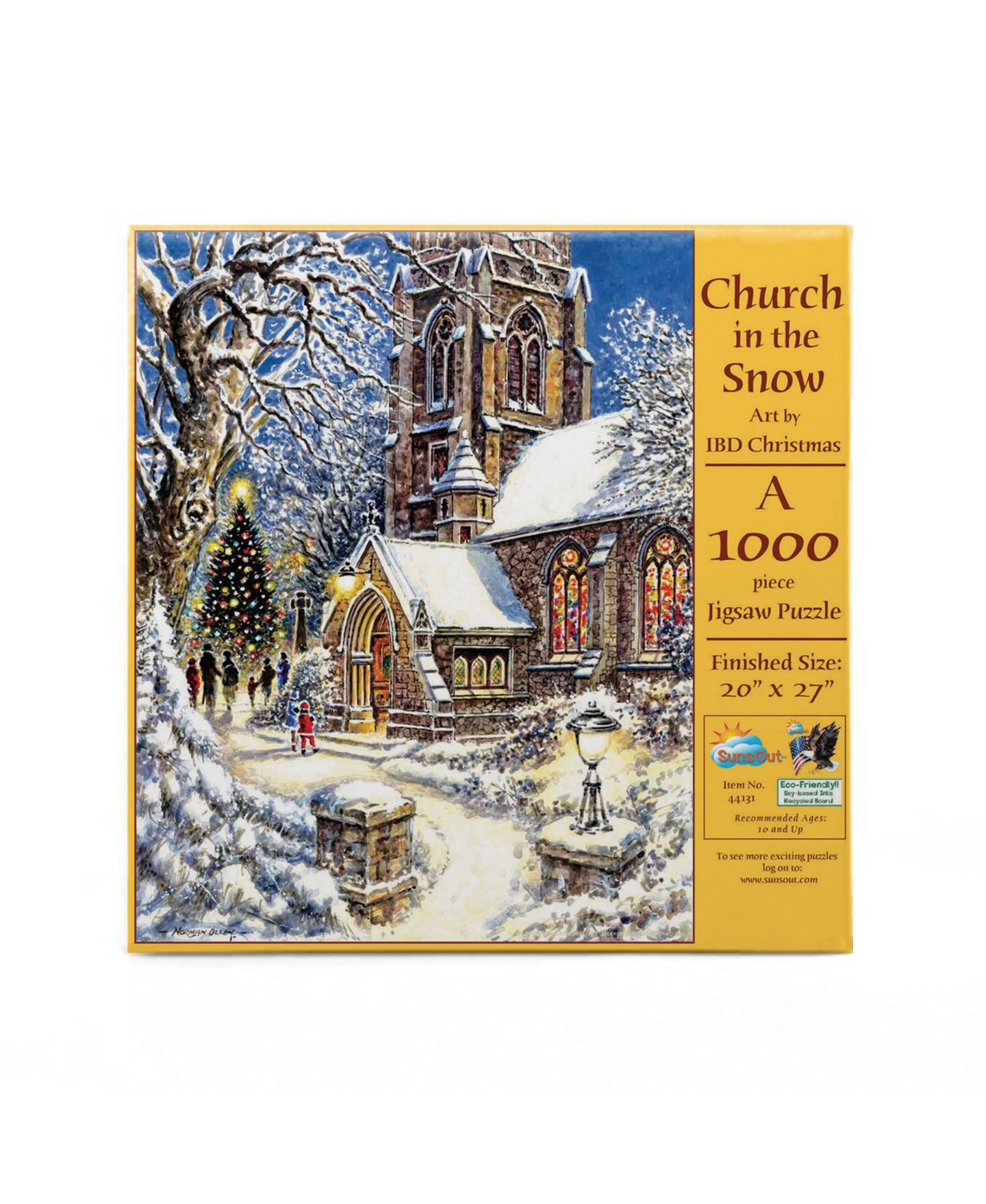 Детский пазл SunsOut Church In The Snow Interlocking Christmas Adult 1000-Piece Jigsaw Puzzle, Ages 10+ — фото 3
