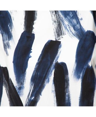 Women's f Cotton Brushstroke Print Short Sleeve Tunic Top