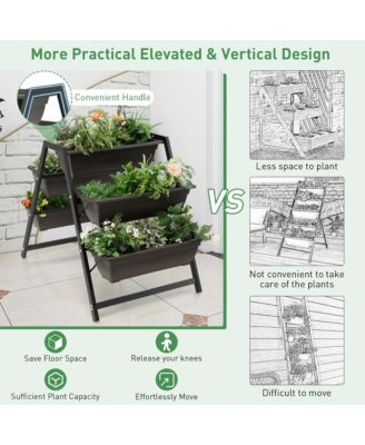 31”H Raised Garden Bed 3-Tier Vertical Planter w/5 Plant Boxes Indoor Outdoor