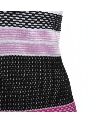 Women's Pink And Black Knit Sleeveless Dress