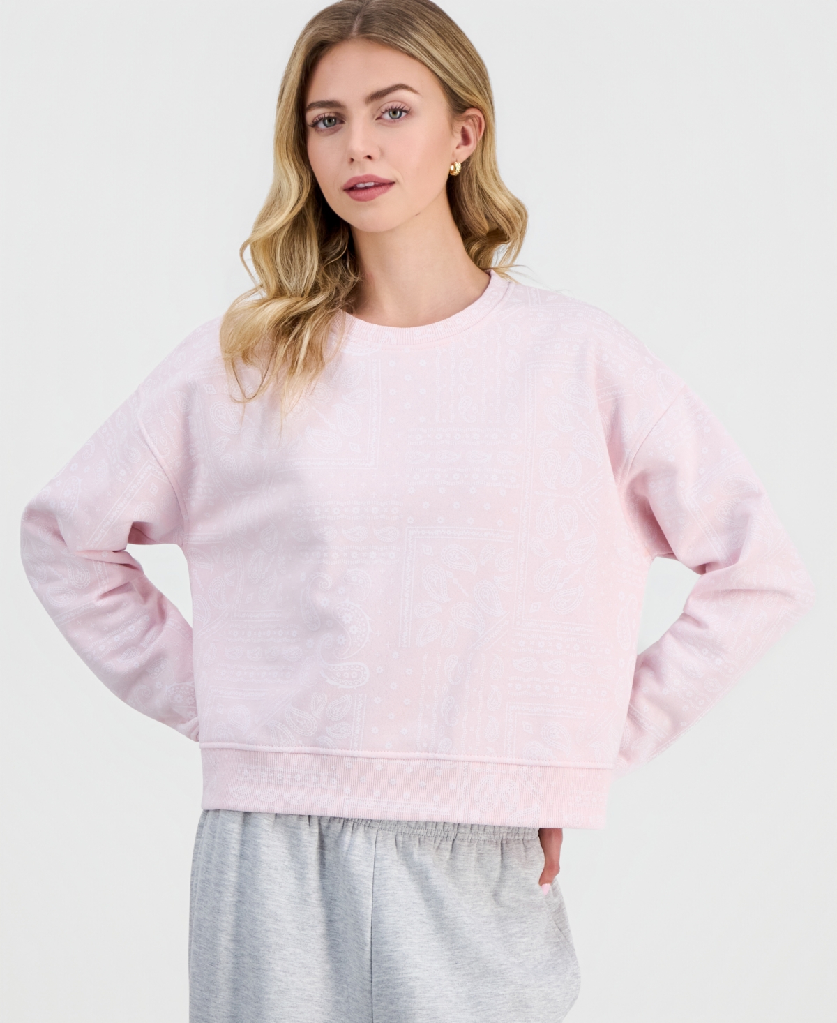 Rebel Veil Juniors' Printed Fleece Crewneck Sweatshirt