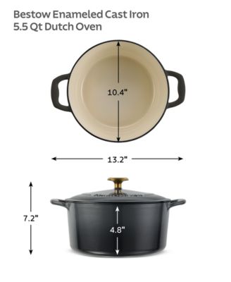 Bestow Enameled Cast Iron 5.5-Quart Round Dutch Oven Pot with Lid