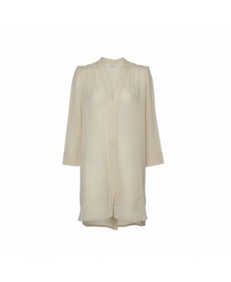 Women's Ecru Voile Button Front Rivera Shift Dress