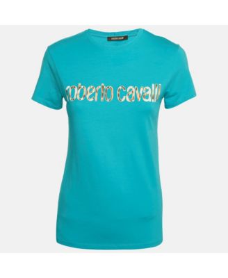 Women's Blue Logo Print Jersey T-Shirt