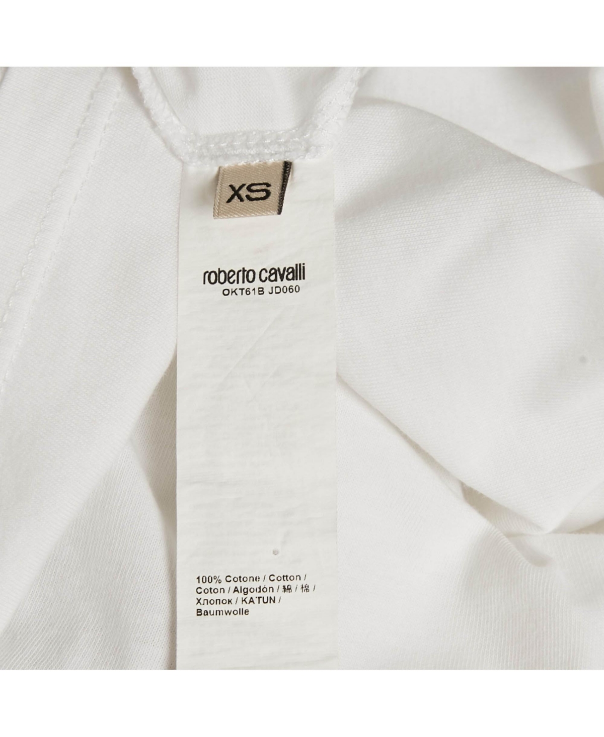 Pre-Owned Roberto Cavalli Women's Jersey Walk Of Fame Patched Crew Neck T-Shirt