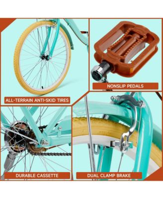 24-inch Cruiser Bike with Low-Step Frame, Shock-Absorbing Tires, and Dual Brakes