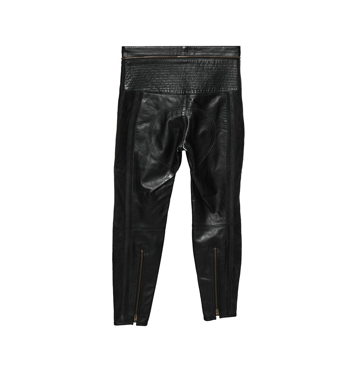 Pre-Owned Chloe Women's Pre-Owned Chloé Black Leather & Nubuck Paneled Cropped Biker Pants