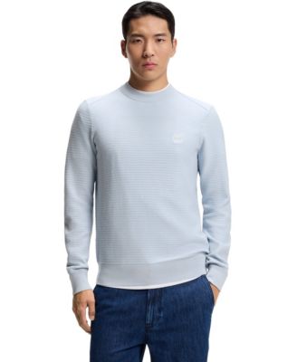 Men's Cashmere Cotton Logo Patch Structured Sweater